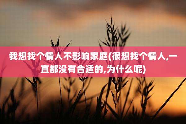 我想找个情人不影响家庭(很想找个情人,一直都没有合适的,为什么呢)