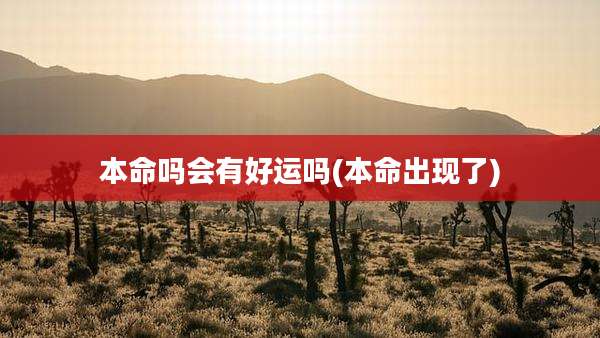 本命吗会有好运吗(本命出现了)