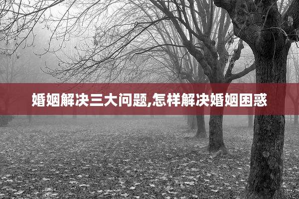 婚姻解决三大问题,怎样解决婚姻困惑