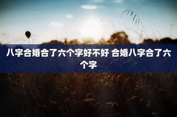 八字合婚合了六个字好不好 合婚八字合了六个字