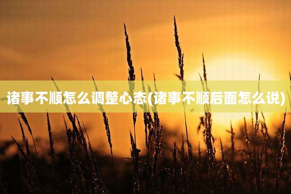诸事不顺怎么调整心态(诸事不顺后面怎么说)