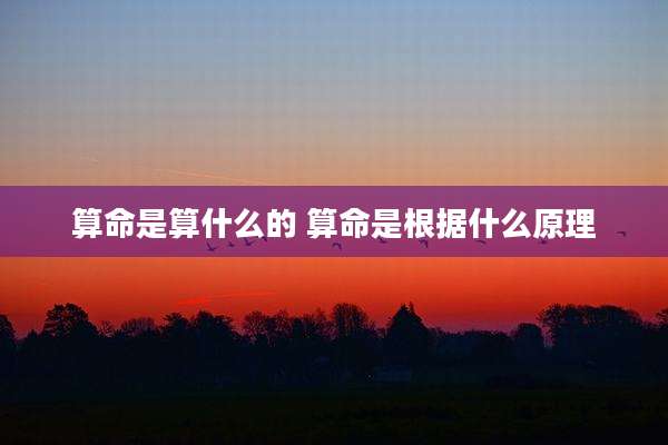 算命是算什么的 算命是根据什么原理