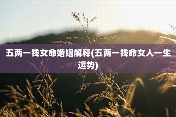 五两一钱女命婚姻解释(五两一钱命女人一生运势)