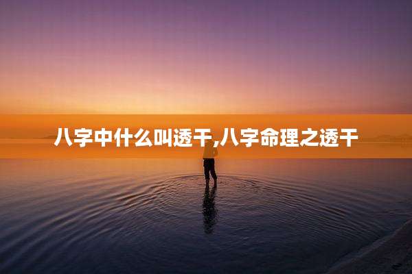 八字中什么叫透干,八字命理之透干