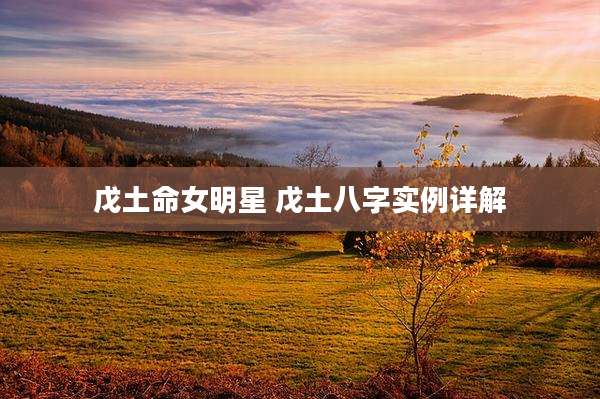 戊土命女明星 戊土八字实例详解