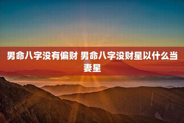 男命八字没有偏财 男命八字没财星以什么当妻星