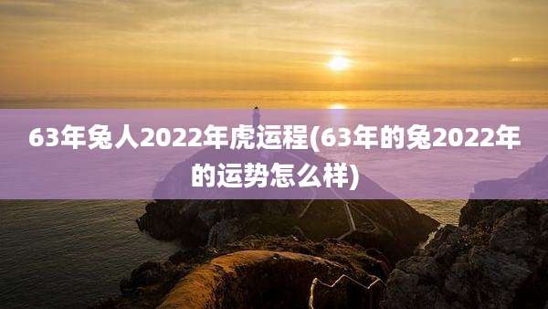 63年兔人2022年虎运程(63年的兔2022年的运势怎么样)