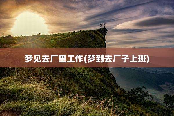 梦见去厂里工作(梦到去厂子上班)