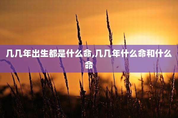 几几年出生都是什么命,几几年什么命和什么命