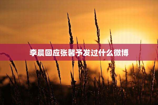 李晨回应张馨予发过什么微博