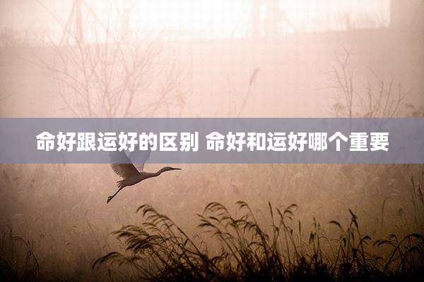命好跟运好的区别 命好和运好哪个重要