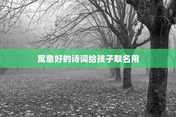 寓意好的诗词给孩子取名用