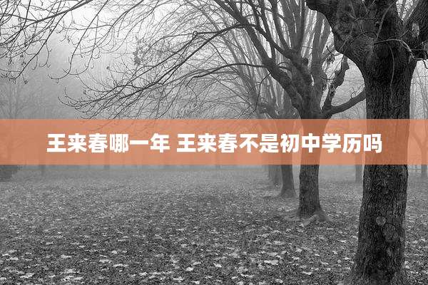 王来春哪一年 王来春不是初中学历吗
