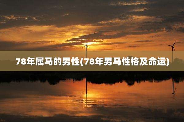 78年属马的男性(78年男马性格及命运)