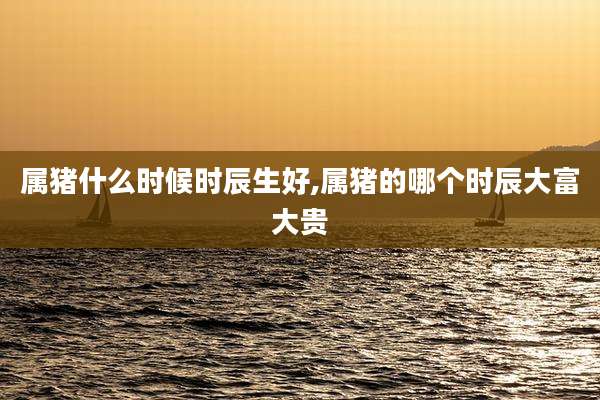 属猪什么时候时辰生好,属猪的哪个时辰大富大贵