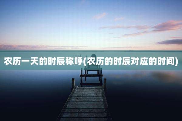 农历一天的时辰称呼(农历的时辰对应的时间)