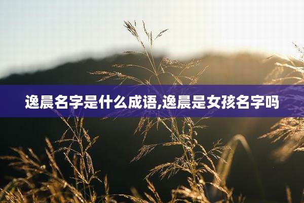 逸晨名字是什么成语,逸晨是女孩名字吗