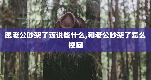 跟老公吵架了该说些什么,和老公吵架了怎么挽回