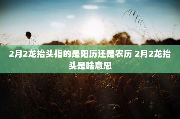 2月2龙抬头指的是阳历还是农历 2月2龙抬头是啥意思