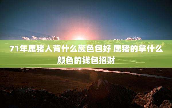 71年属猪人背什么颜色包好 属猪的拿什么颜色的钱包招财