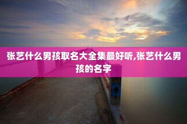 张艺什么男孩取名大全集最好听,张艺什么男孩的名字