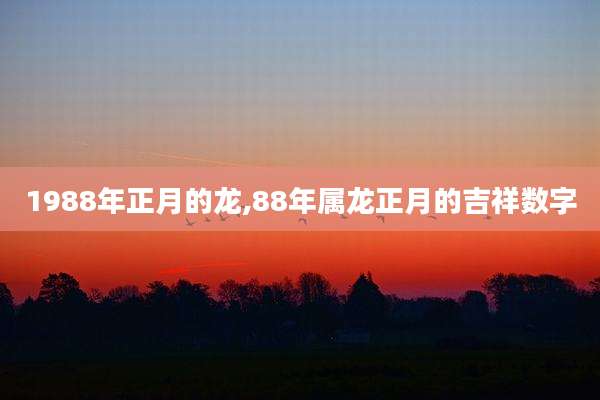 1988年正月的龙,88年属龙正月的吉祥数字
