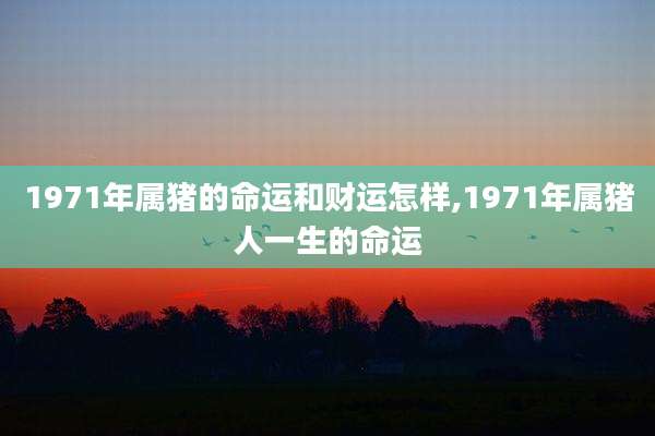 1971年属猪的命运和财运怎样,1971年属猪人一生的命运