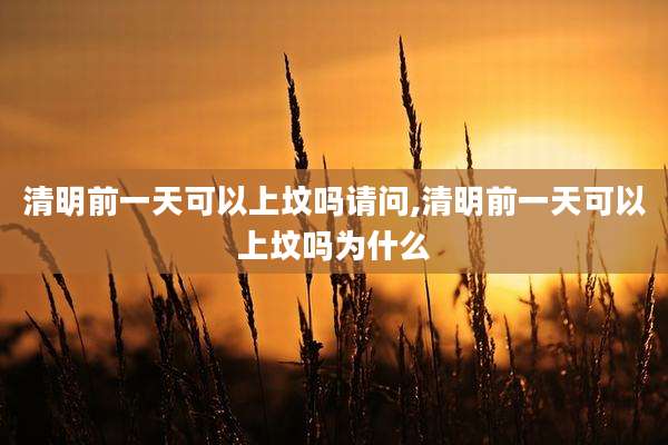清明前一天可以上坟吗请问,清明前一天可以上坟吗为什么