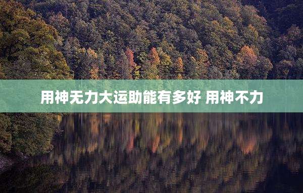 用神无力大运助能有多好 用神不力