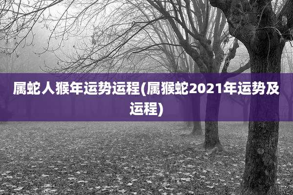 属蛇人猴年运势运程(属猴蛇2021年运势及运程)