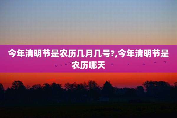 今年清明节是农历几月几号?,今年清明节是农历哪天