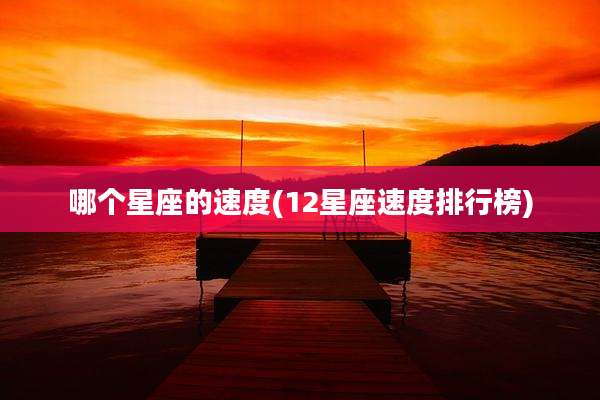 哪个星座的速度(12星座速度排行榜)