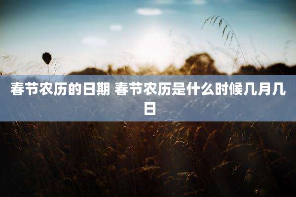 春节农历的日期 春节农历是什么时候几月几日