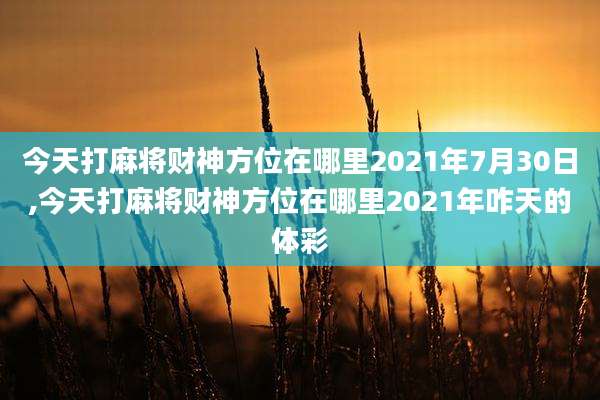今天打麻将财神方位在哪里2021年7月30日,今天打麻将财神方位在哪里2021年咋天的体彩