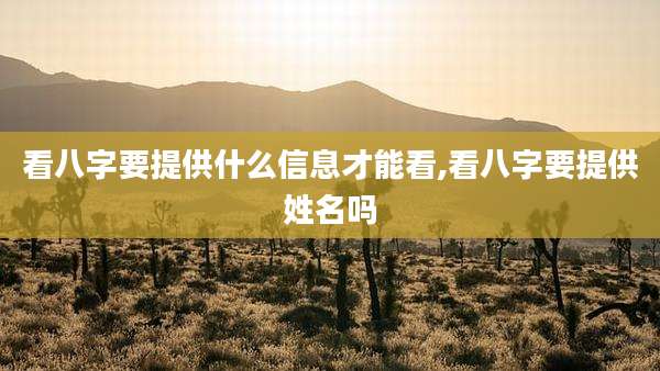 看八字要提供什么信息才能看,看八字要提供姓名吗