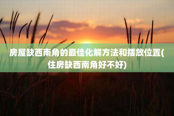 房屋缺西南角的最佳化解方法和摆放位置(住房缺西南角好不好)
