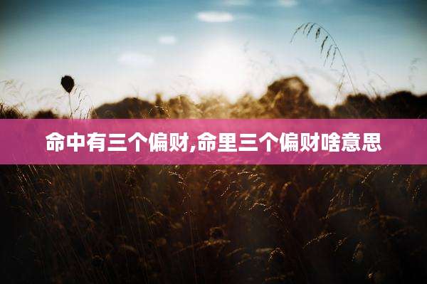 命中有三个偏财,命里三个偏财啥意思
