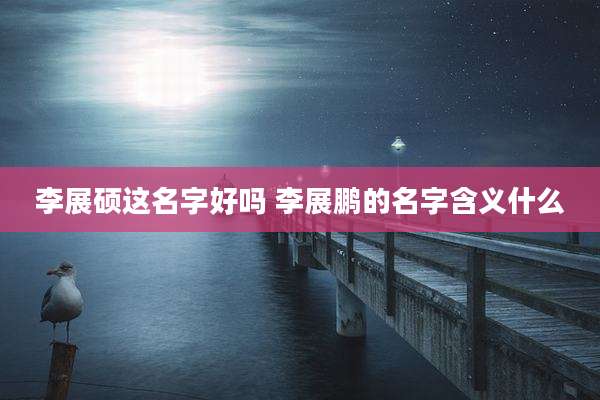 李展硕这名字好吗 李展鹏的名字含义什么