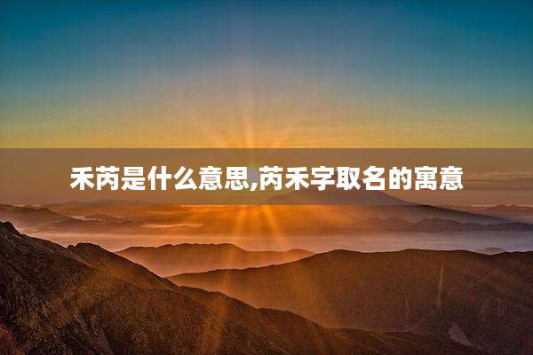 禾芮是什么意思,芮禾字取名的寓意