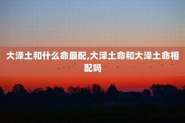 大泽土和什么命最配,大泽土命和大泽土命相配吗