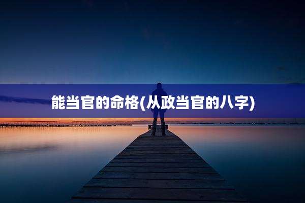 能当官的命格(从政当官的八字)