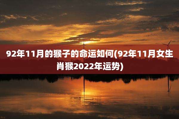 92年11月的猴子的命运如何(92年11月女生肖猴2022年运势)