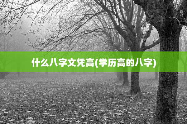 什么八字文凭高(学历高的八字)
