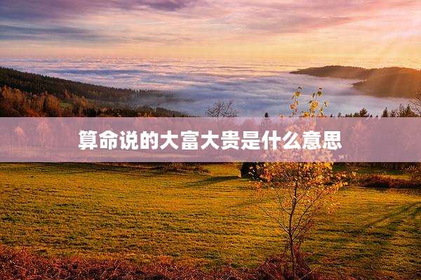 算命说的大富大贵是什么意思