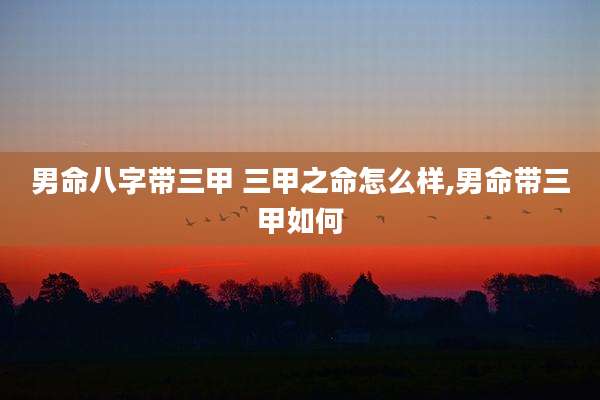 男命八字带三甲 三甲之命怎么样,男命带三甲如何