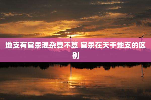 地支有官杀混杂算不算 官杀在天干地支的区别