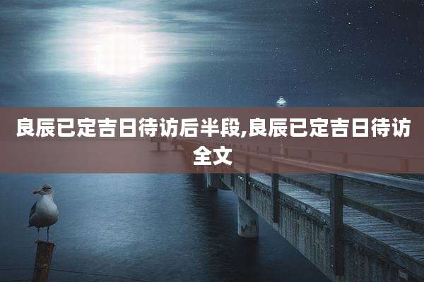 良辰已定吉日待访后半段,良辰已定吉日待访全文