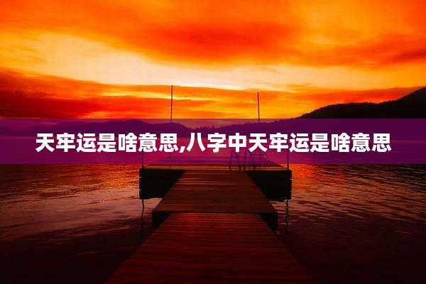 天牢运是啥意思,八字中天牢运是啥意思