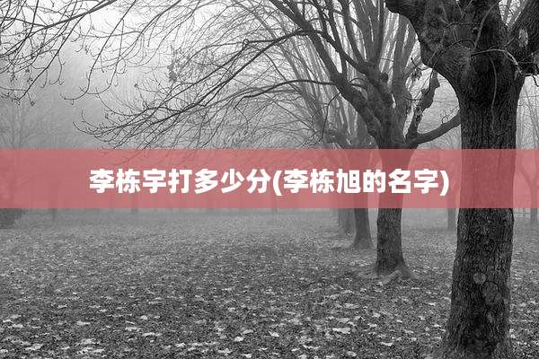李栋宇打多少分(李栋旭的名字)