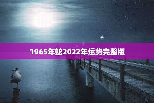 1965年蛇2022年运势完整版